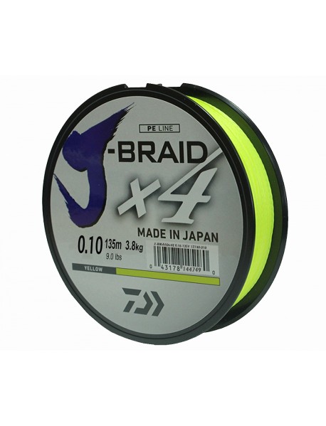 Леска плетеная DAIWA "J-Braid X4" 0,10мм 135 (флуор.-желтая)