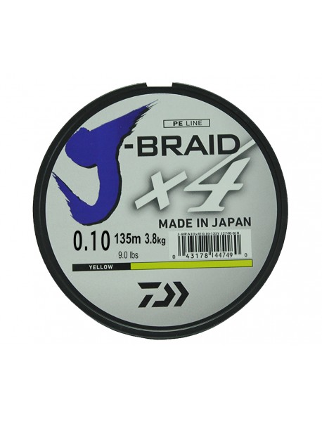 Леска плетеная DAIWA "J-Braid X4" 0,10мм 135 (флуор.-желтая)