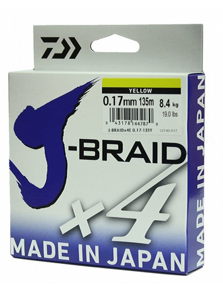 Леска плетеная DAIWA "J-Braid X4" 0,17мм 135 (желтая)