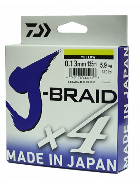 Леска плетеная DAIWA "J-Braid X4" 0,13мм 135 (желтая)