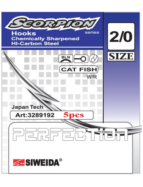 Крючок SWD "SCORPION" CAT FISH №2/0BLN W/R (5шт.)