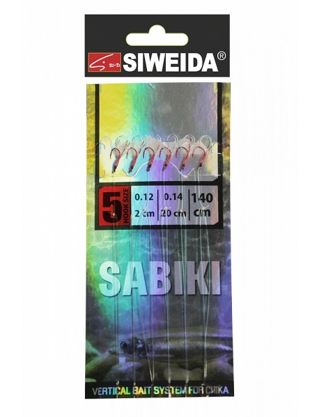Сабики SWD №2 (Koajimarujiku №5RED- 6шт; леска 0,14;поводки 0,12 -2см /20 см) 140см