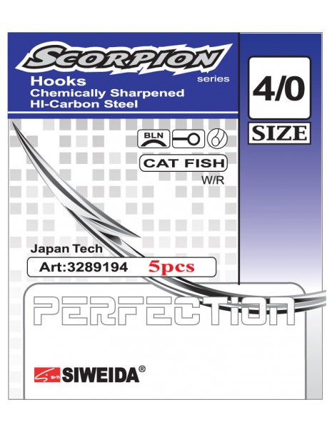 Крючок SWD "SCORPION" CAT FISH №4/0BLN W/R (5шт.)