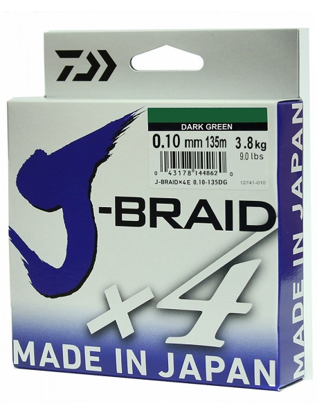 Леска плетеная DAIWA "J-Braid X4" 0,10мм 135 (зеленая)